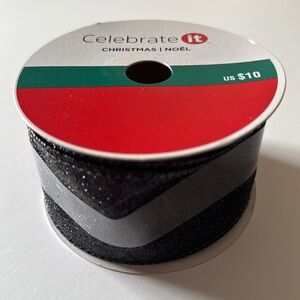 Celebrate It Black Glitter Ribbon